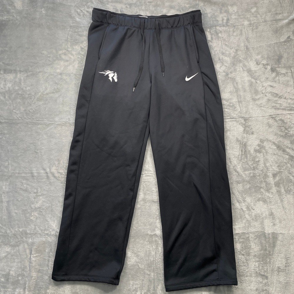 Nike Womens Black Straight Leg Fleece Lined Sweatpants Horse Logo Size L‎